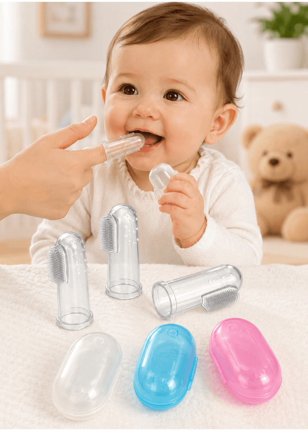 Baby Finger Toothbrush with Storage Case (Blue)