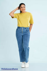 Mid Washed High Waist Jean