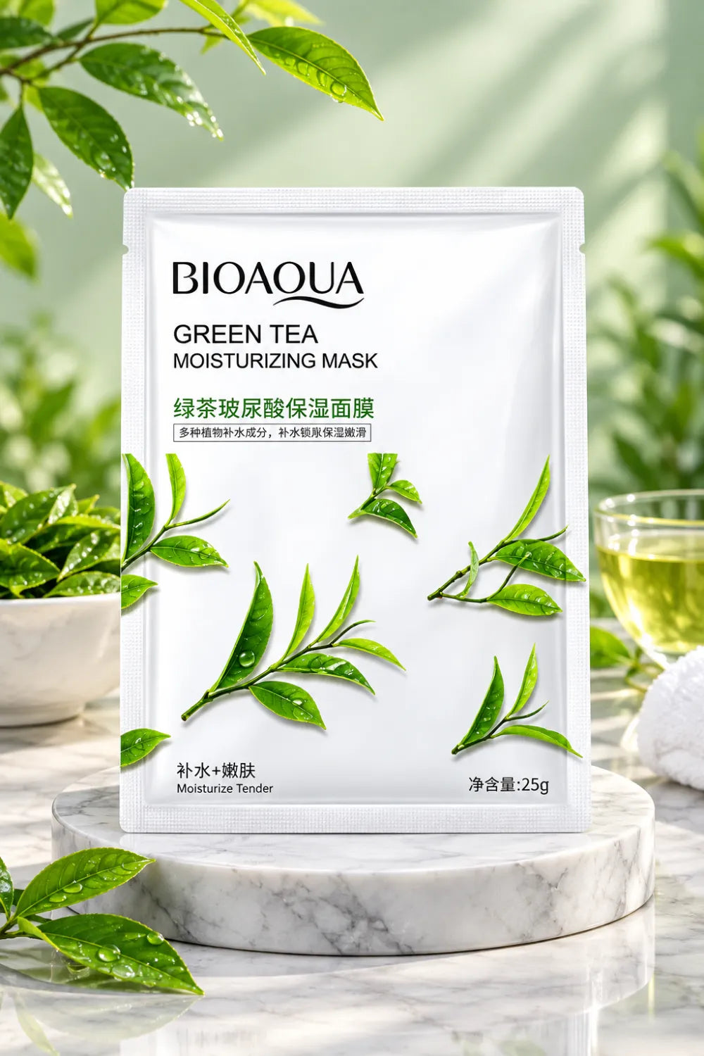 Bioaoua  Green Tea Sheet Mask 25g – Fresh & Calm Skin