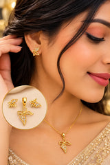 Elegant Gold-Tone Pendant & Stud Earring Set
