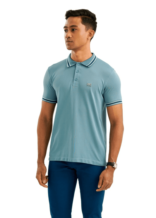 Moose Men’s Solid Seamless Polo T-Shirt – Aqua