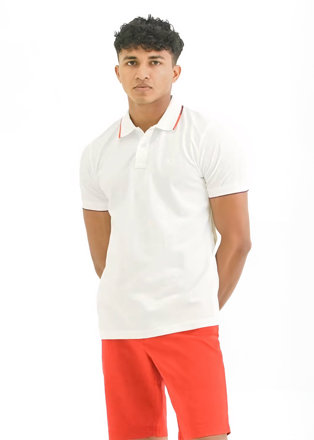 Moose Men’s Minimal Stripe Polo T-Shirt - White