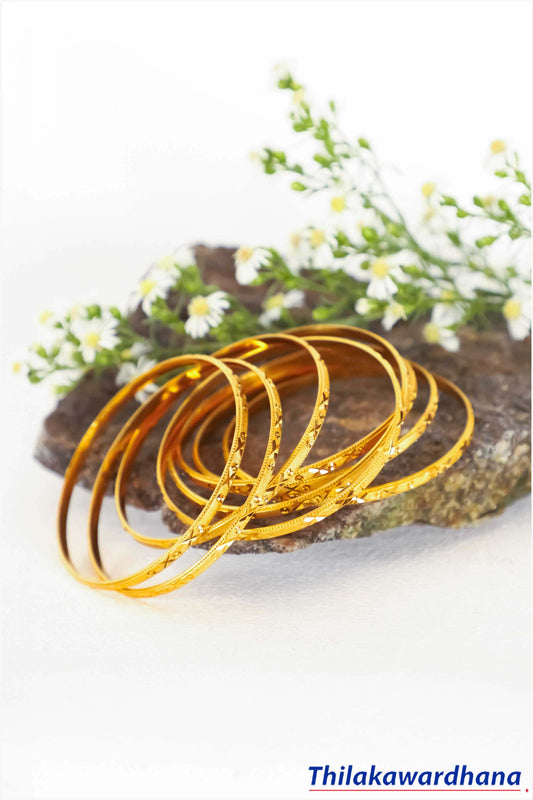 Women's Gold Color Bangles - 8pcs Pack