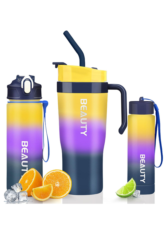 Multicolor 3pcs Sports Drinking Water Bottle - 1200ml