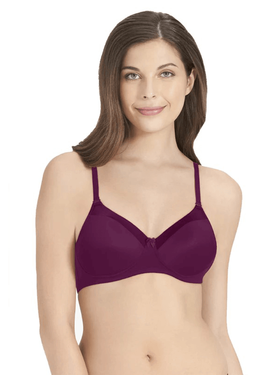 Amante Satin Edge Non Wired Bra - Plum Caspia