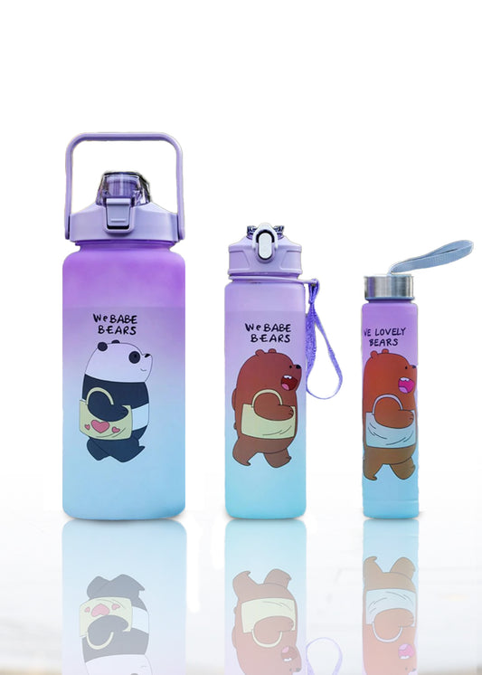 Multicolor 3pcs Sports Drinking Water Bottle - 1200ml