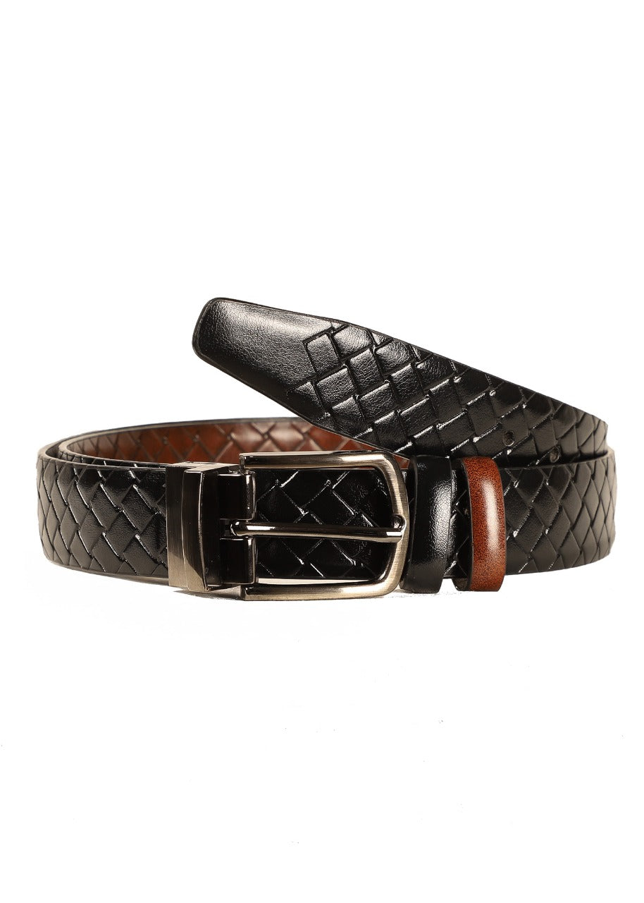 Leather Menswear Belt - Black Brown