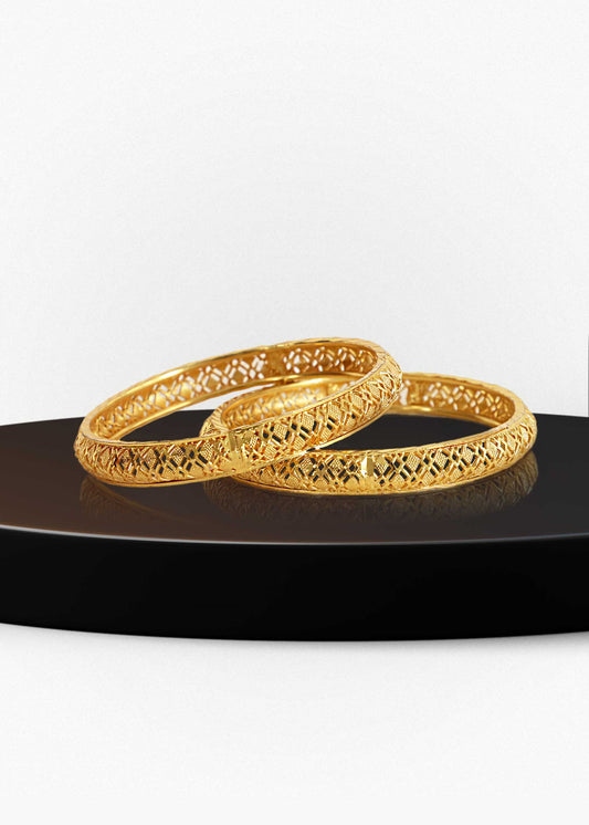 Women's Gold Color Bangles - 2Pcs Pack