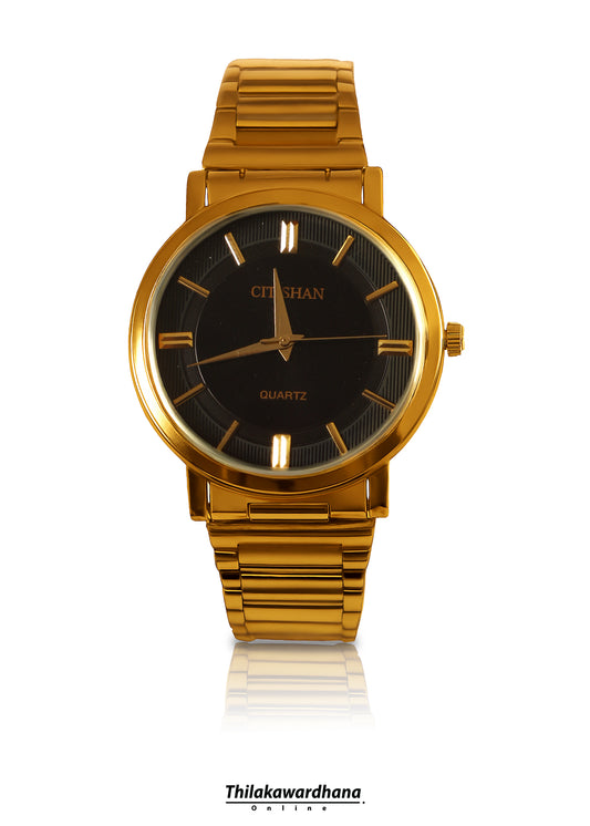 Stainless Steel Gold Color Strap Men's Watch