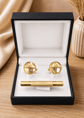 Men's Premium Gold Cufflink & Tie Clip Set