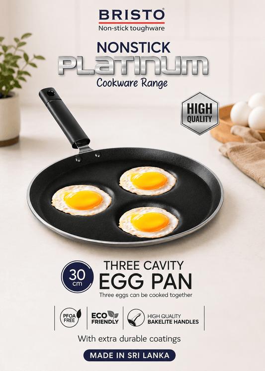 Bristo Platinum Three Cavity Egg Pan - 30CM
