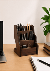Wooden Pen Holder, Desk Organizer