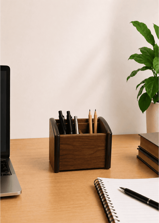 Wooden Pen Holder, Desk Organizer