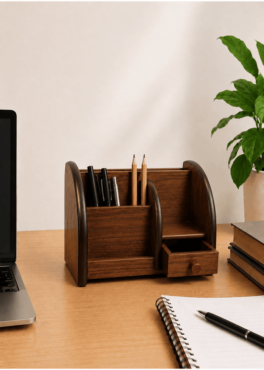 Wooden Pen Holder, Desk Organizer