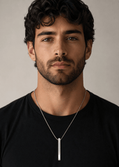 Men's Minimalist Silver Bar Pendant Necklace