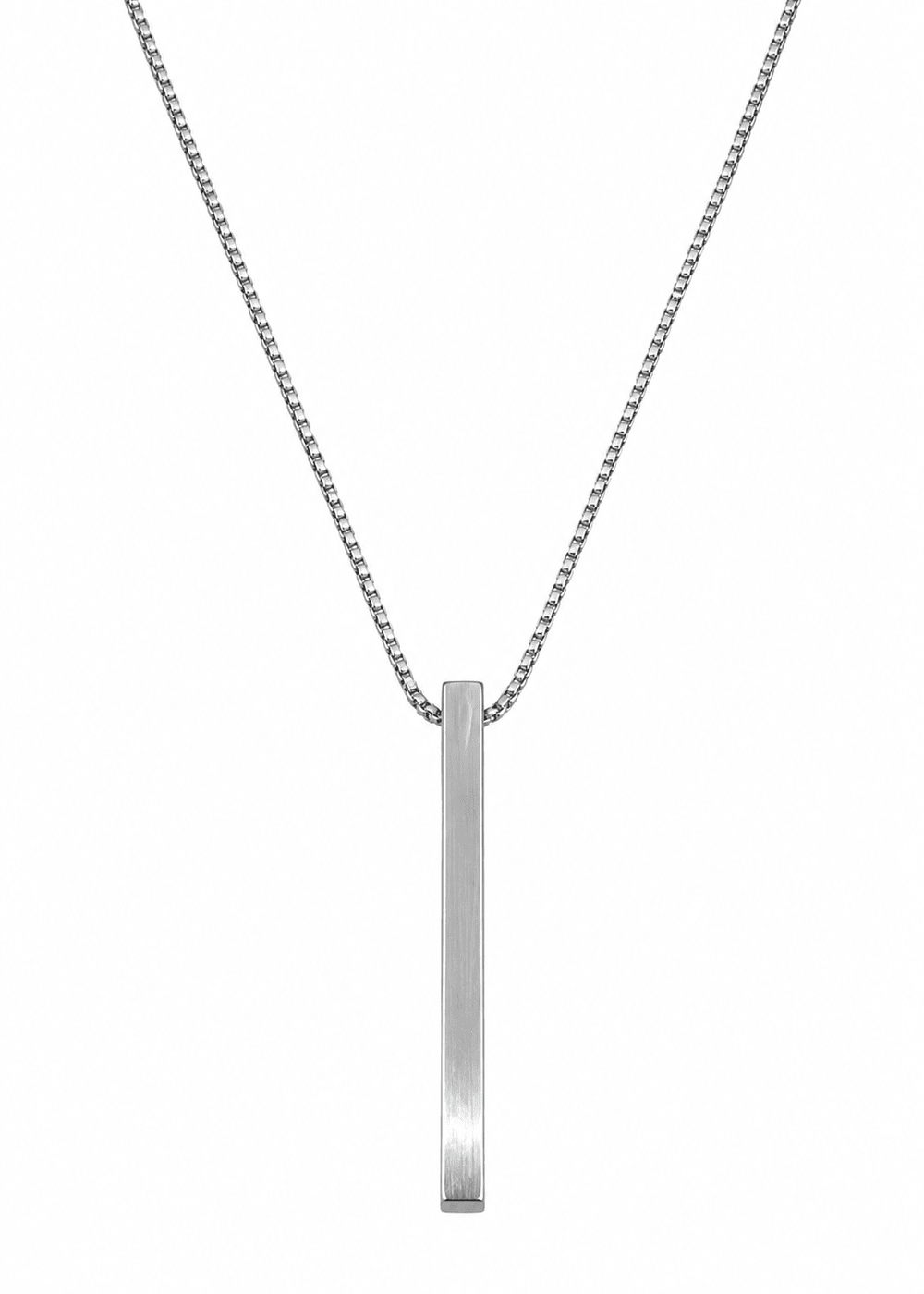 Men's Minimalist Silver Bar Pendant Necklace