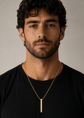 Men's Minimalist Gold Bar Pendant Necklace