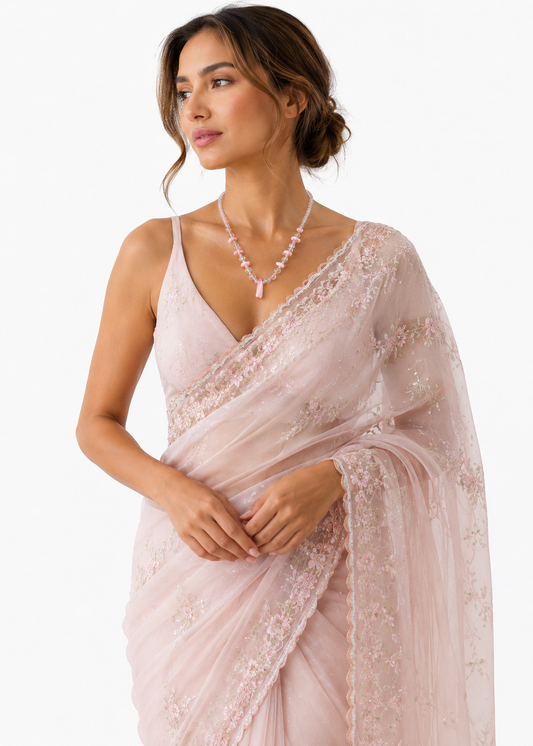 Pink Crystal Beaded Necklace