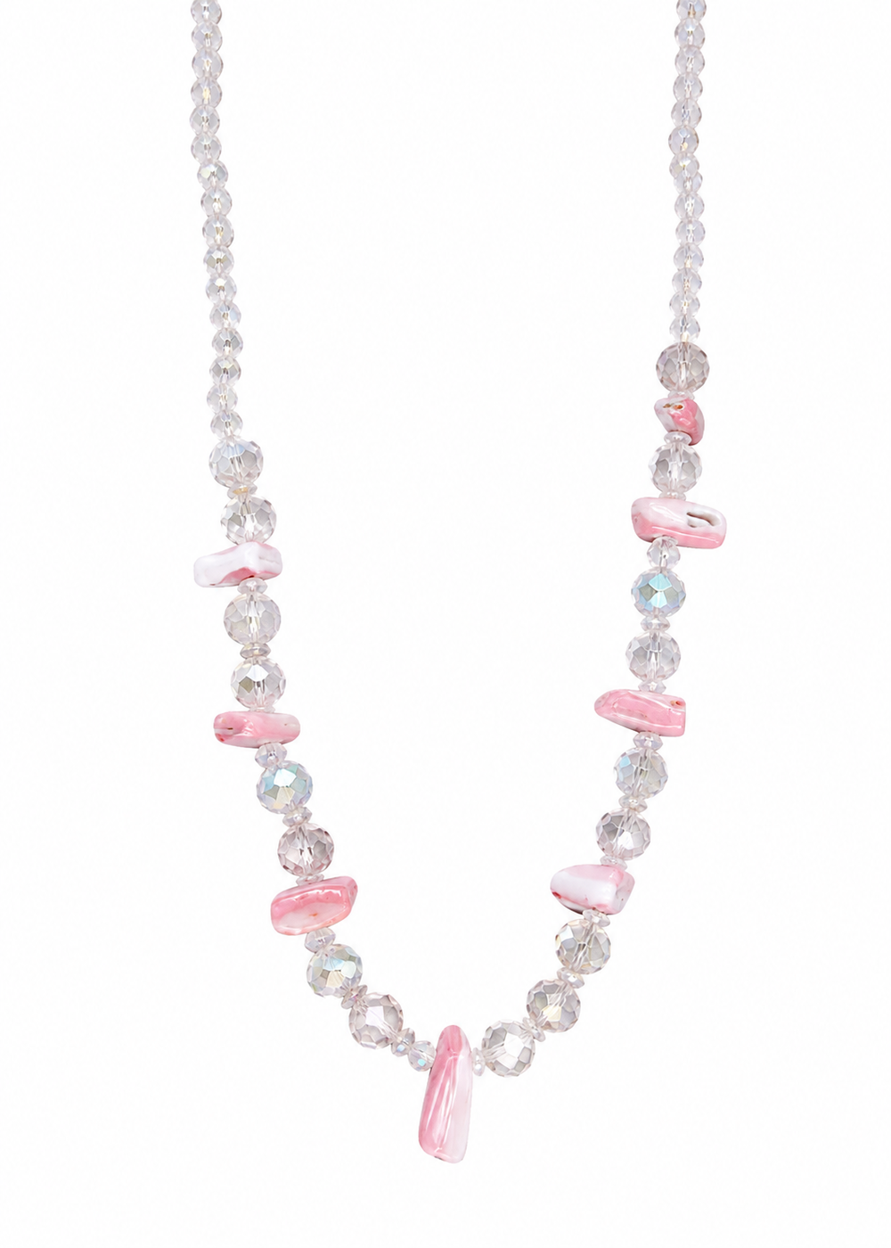 Pink Crystal Beaded Necklace
