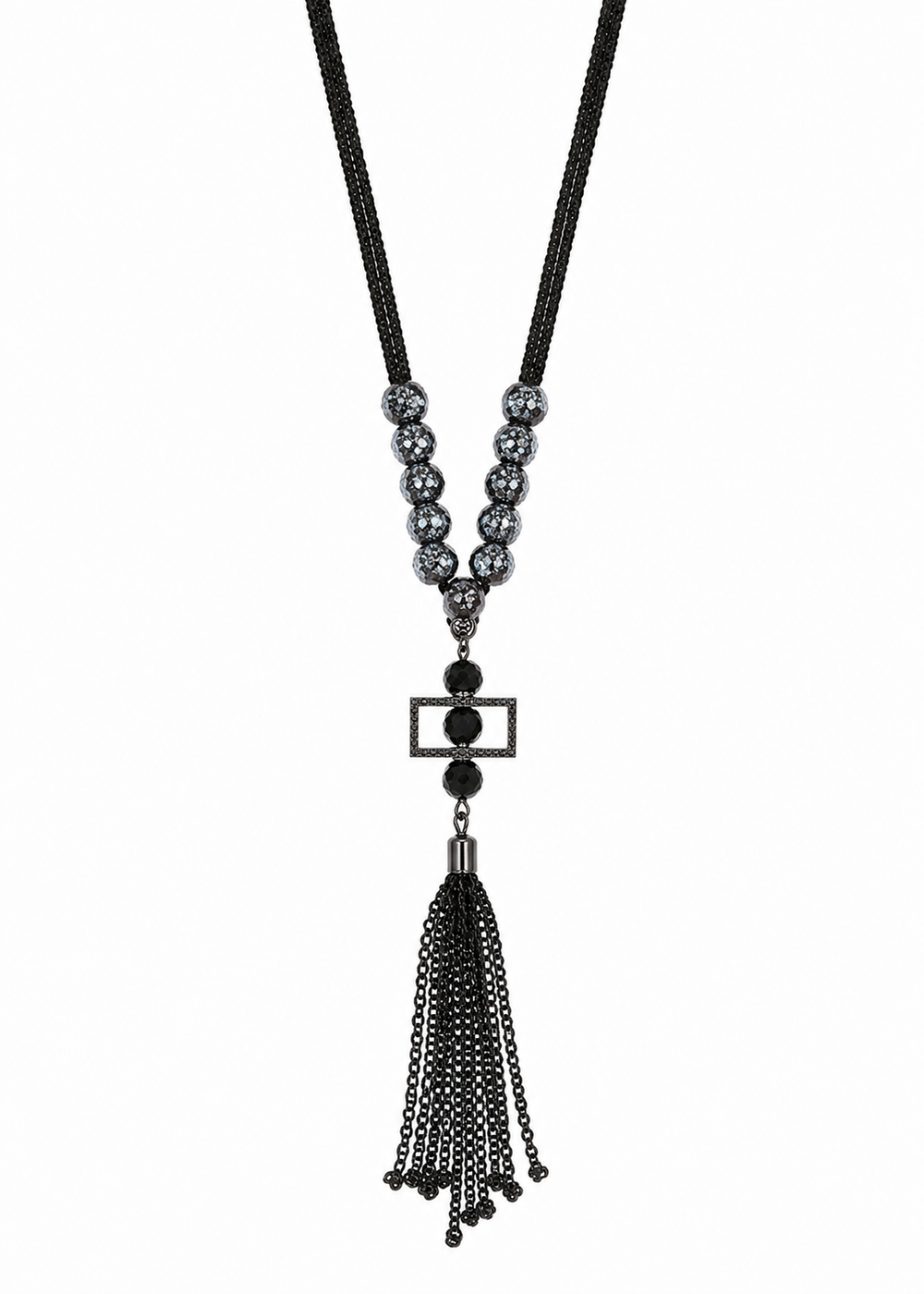 Elegant Black Tassel Statement Necklace