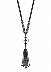 Elegant Black Tassel Statement Necklace