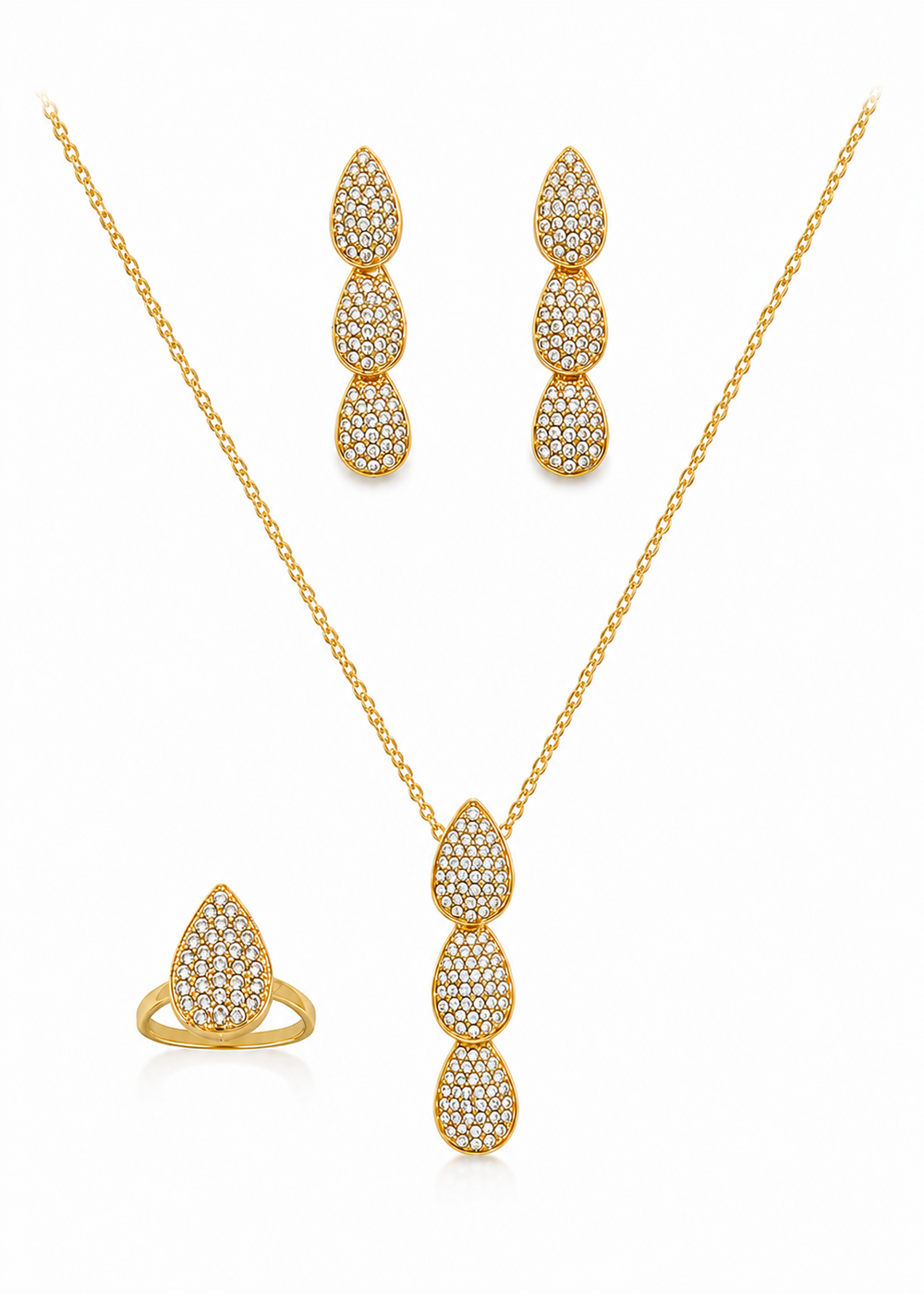 Luxury Gold Crystal Jewelry Set