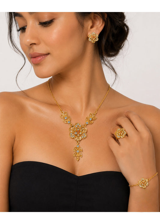Luxury Floral Crystal Jewelry Set
