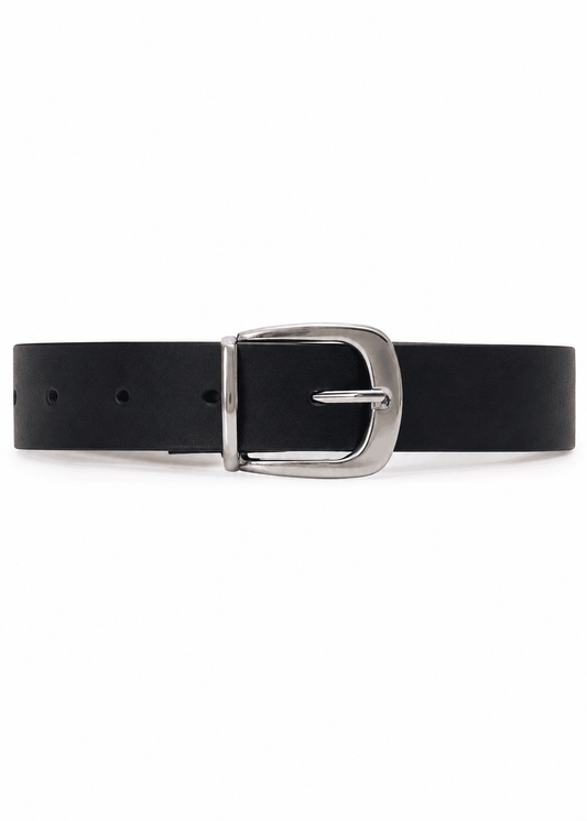 Women's Classic Black Belt – Silver Buckle