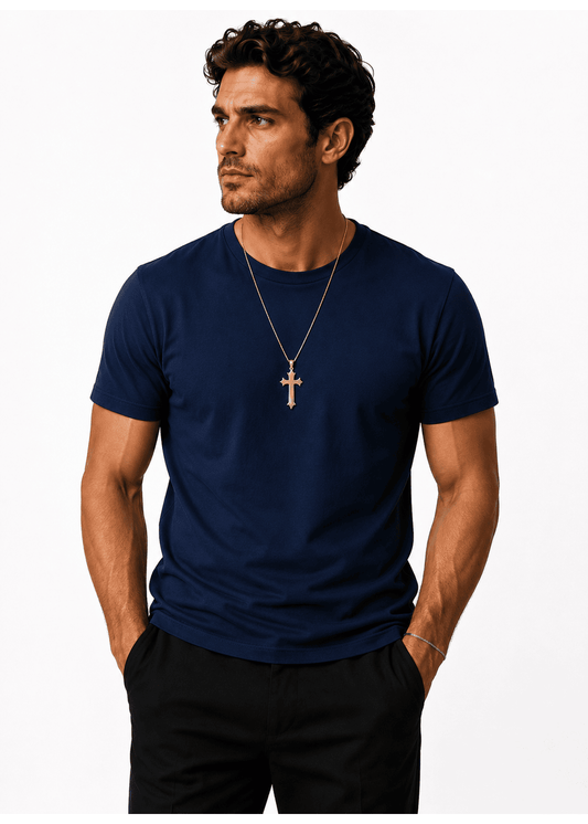 Men's Elegant Gold Cross Pendant Necklace