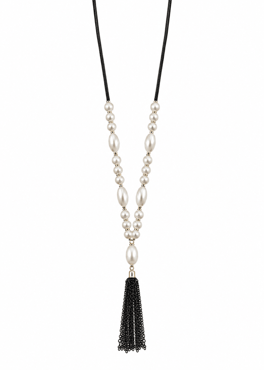 Elegant Pearl Tassel Pendant Necklace