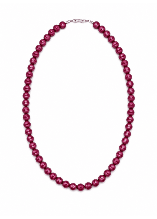 Elegant Burgundy Pearl Bead Necklace