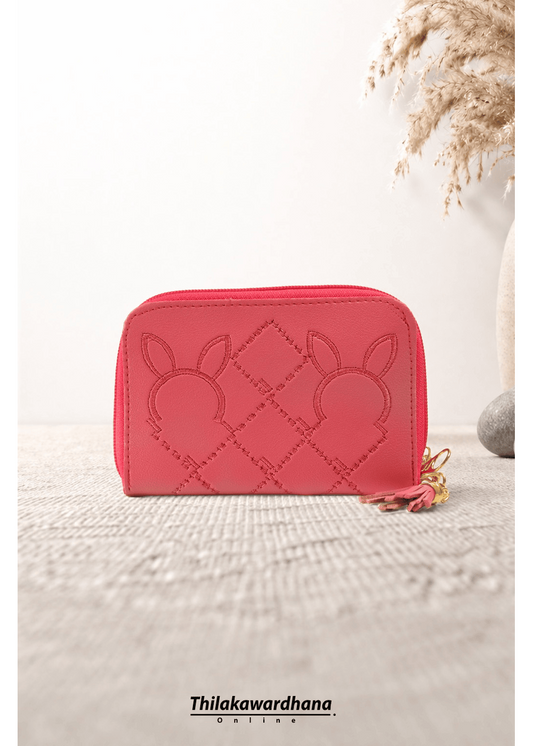 Pink Rabbit Embossed Zipper Wallet