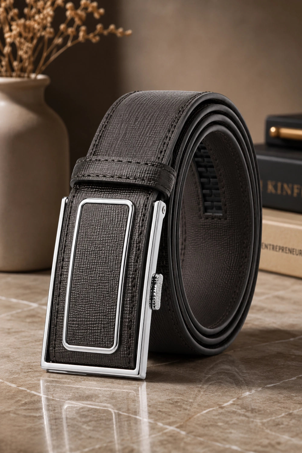 Trafford Men’s Belt Silver-tone metal buckle