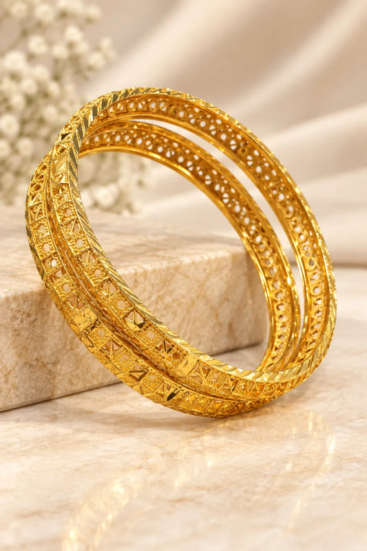 Women's Gold Color Bangles - 2Pcs Pack