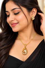 Women's Gold-Plated Teardrop Pendant & Earring Set