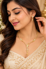 Women's Elegant Gold Necklace & Earrings Set