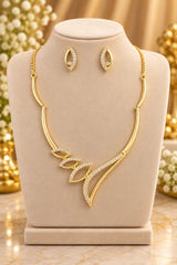 Women's Elegant Gold Necklace & Earrings Set