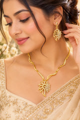 Elegant Gold-Tone Necklace & Earrings Set
