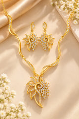 Elegant Gold-Tone Necklace & Earrings Set
