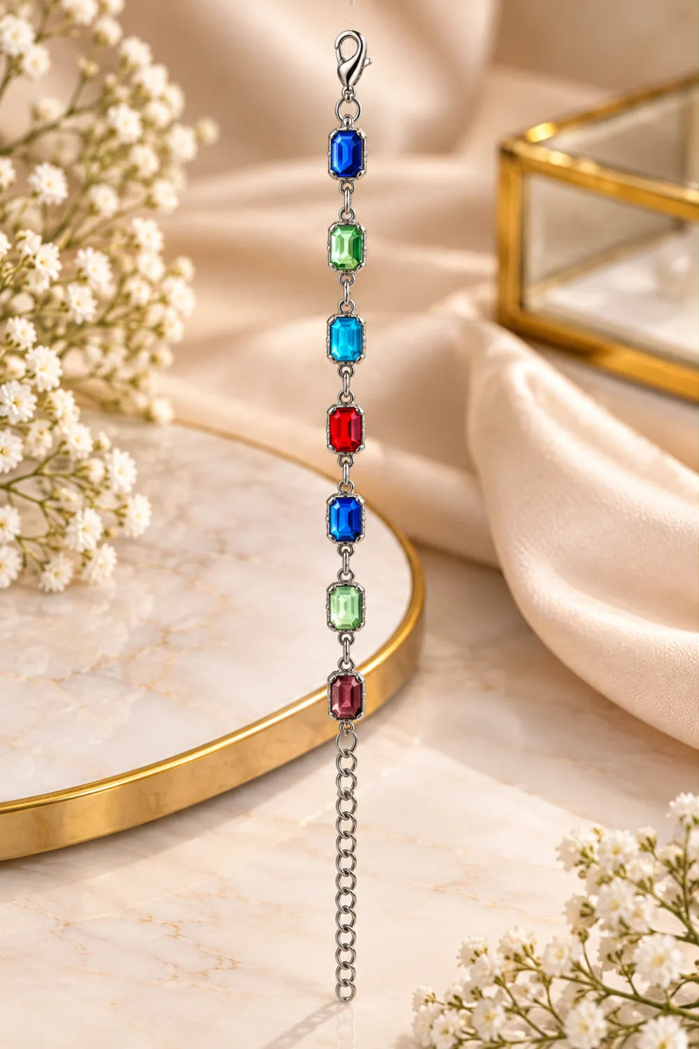 Mixed Multicolor Bracelet - Silver Tone