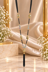 Elegant Long Black & Gold Tassel Necklace