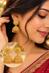 Elegant Gold-Tone Traditional Jhumka Earrings