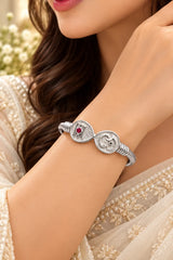 Elegant Silver-Tone Om Bangle