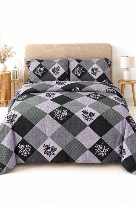 Premium Cotton Printed Bedsheet Set 03pcs - 230 × 250 cm (90 × 100 in)