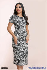Aura Monochrome Palm Bodycon Dress
