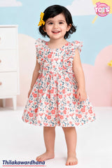 T Tots Ruffle Sleeve Dress With Detailed Bow