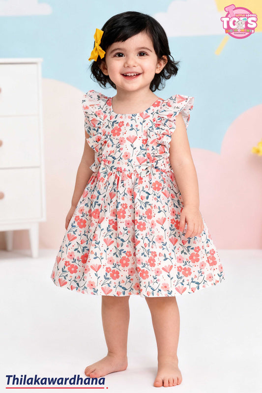 T Tots Ruffle Sleeve Dress With Detailed Bow