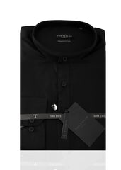 Tom Taylor Long Sleeve Chinese Collared Slim Fit Shirt - Black