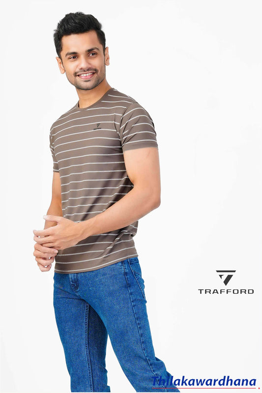 Trafford Stripe Printed T Shirt