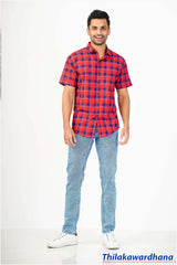 Men's Short Sleeve Plaid Shirt